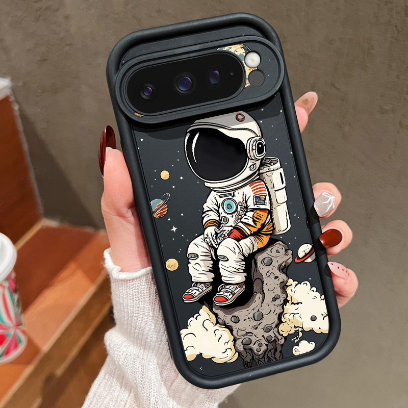 Google Pixel 9 Pro - 만화 우주비행사 프린트 TPU 폰 케이스