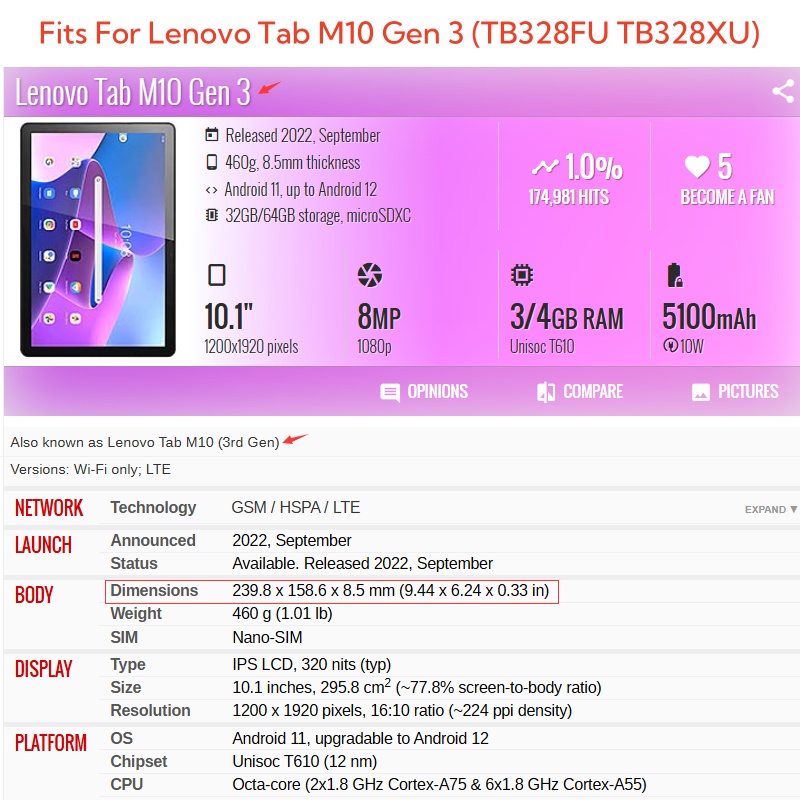 Lenovo Tab M10 3rd Gen 10.1 케이 - Lenovo Tablet M10 Accessories 리뷰 및 가격